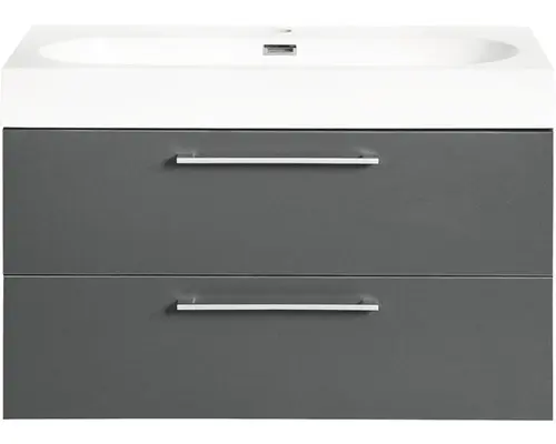 Waschbeckenunterschrank Differnz Somero Mineralguss 54x60x38 cm mit Mineralgusswaschbecken anthrazit