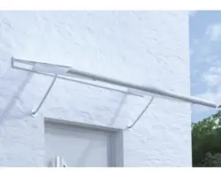 Vordach ARON Pultform Paris VSG 200x115 cm weiß inkl. Konsole G und Regenrinne beidseitig
