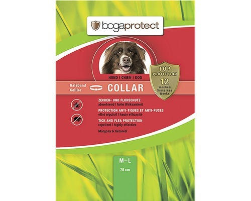 Zecken u. Flohband Bogaprotect für Hunde für Halsumfang bis 50-65 cm Abwehrend