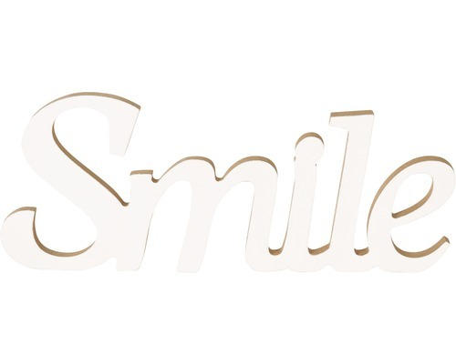 Schriftzug Smile weiß 25x10 cm