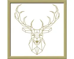 Gerahmtes Bild Golden Polygon Deer 33x33 cm