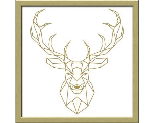 Gerahmtes Bild Golden Polygon Deer 33x33 cm