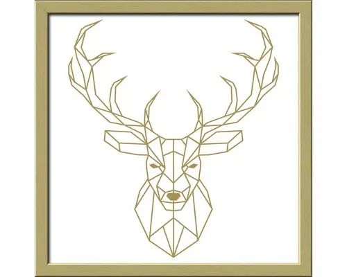 Gerahmtes Bild Golden Polygon Deer 33x33 cm