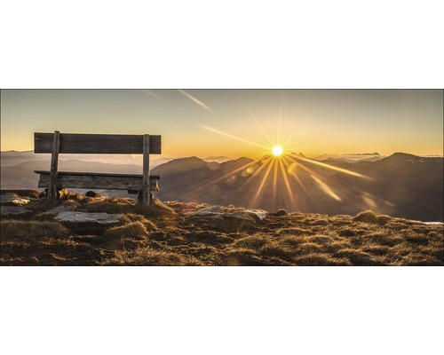 Glasbild Bench & Horizon 80x30 cm