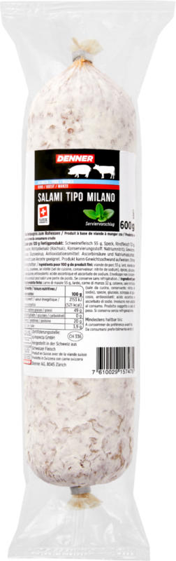 Salami tipo Milano Suttero, Suisse, 1 kg