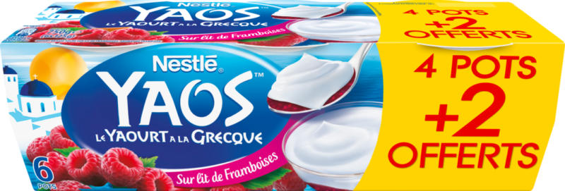 Yogourt Framboise Yaos Nestlé, alla greca, 6 x 125 g