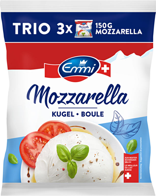 Mozzarella Emmi, Boule, 3 x 150 g