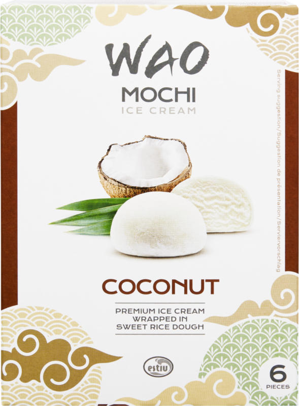Wao Mochi Ice Cream Coconut, 6 x 36 g