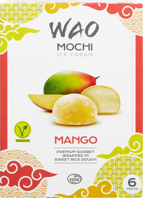 Wao Mochi Ice Cream Mango, 6 x 36 g
