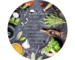 Glasbild rund Familienrezept Ø 50 cm GLR026