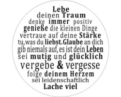 Glasbild rund Lebensweisheit Ø 20 cm GLR037