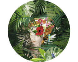 Glasbild rund Jungle Girl Face Ø 20 cm GLR069