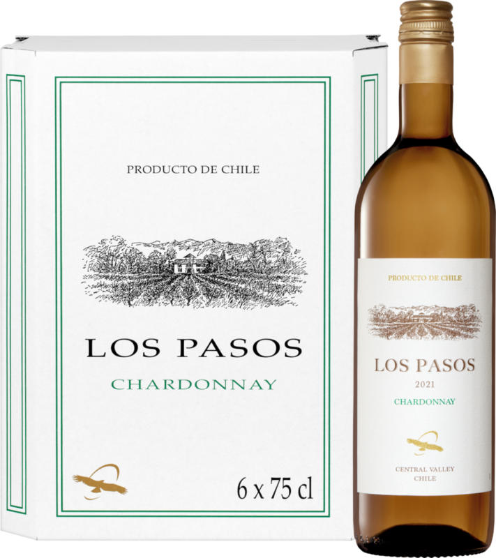 Los Pasos Chardonnay, Cile, Central Valley, 2022, 6 x 75 cl
