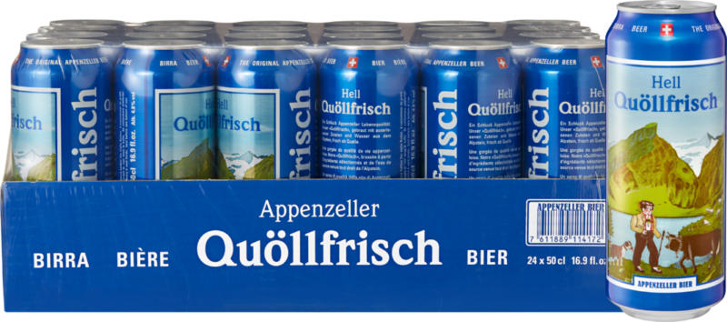 Birra chiara Quöllfrisch Appenzeller, 24 x 50 cl