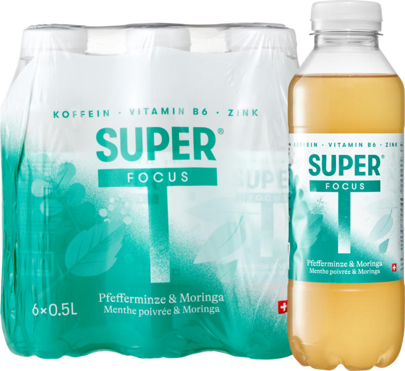 Super T Vitamintee Focus Pfefferminze & Moringa , 6 x 50 cl