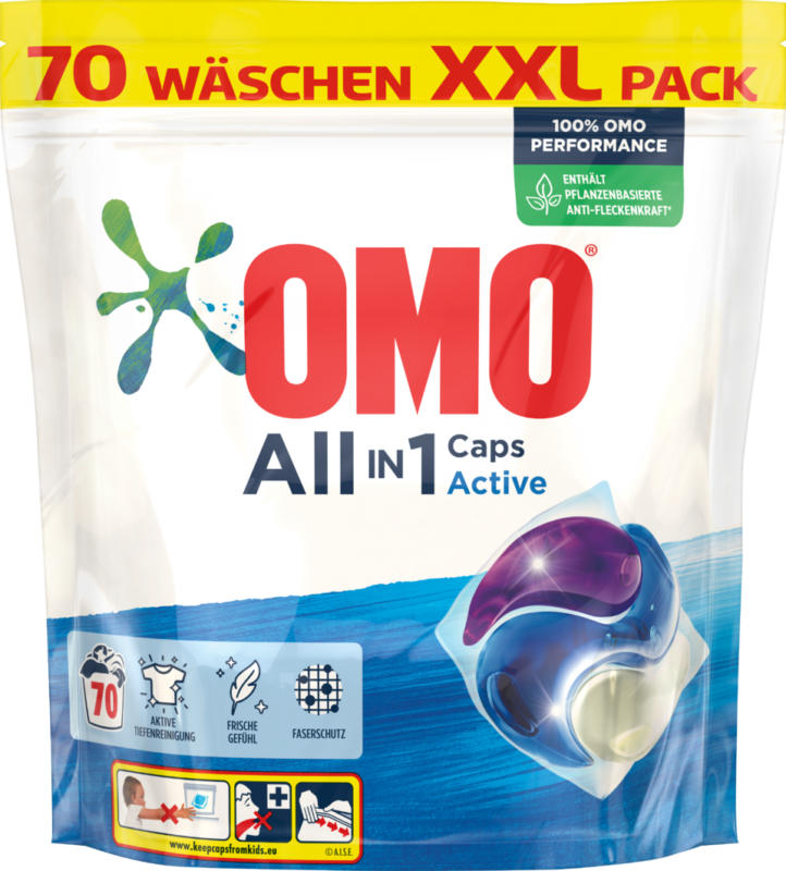 Omo Waschmittel All in 1 Caps Active, 70 Waschgänge