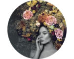 Hornbach Glasbild rund Woman & Flowers II Ø 20 cm GLR033