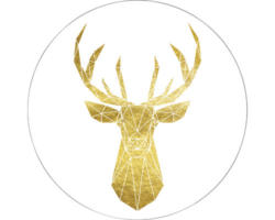 Glasbild rund Golden Deer Ø 20 cm GLR052