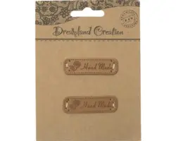 Etiketten Hand Made braun 48x14x2 mm
