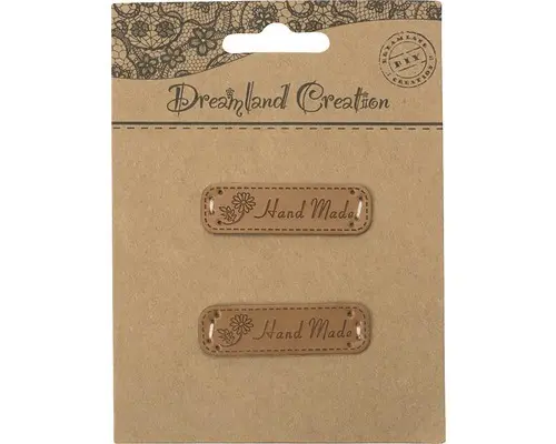 Etiketten Hand Made braun 48x14x2 mm
