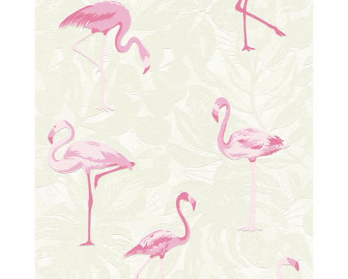 Vliestapete Boys & Girls 6 creme weiss, Flamingo rosa