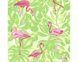Vliestapete Boys & Girls 6 grün, Flamingo rosa