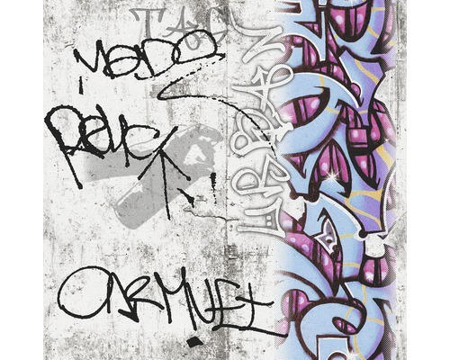 Papiertapete Baoys & Girls 6 Grafiti blau grau schwarz