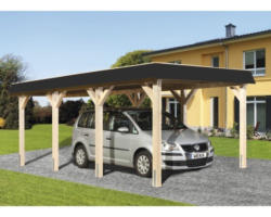 Einzelcarport weka Flachdach 615 Gr.1 337x639 cm natur