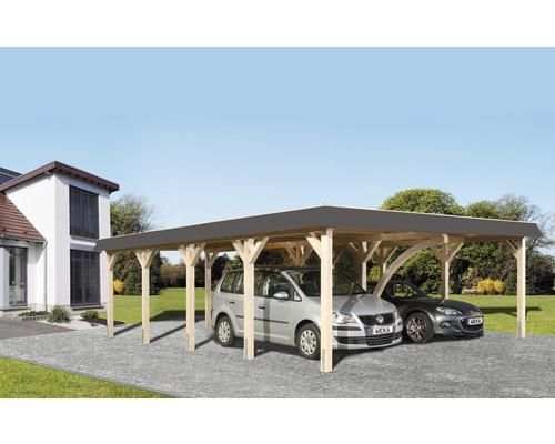 Doppelcarport weka Flachdach 615 Gr.2 622x832 cm natur