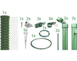 4-Eckgeflecht Set ALBERTS Maschenweite 60 mm zum Aufschrauben 15 x 1 m grün