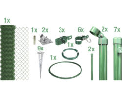 4-Eckgeflecht Set ALBERTS Maschenweite 60 mm zum Aufschrauben 15 x 1,50 m grün