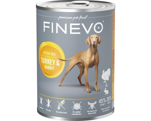 Hundefutter nass FINEVO Active Dog Kaninchen und Truthahn 400 g