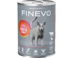 Katzenfutter nass FINEVO Vitality Rind und Kaninchen 400 g