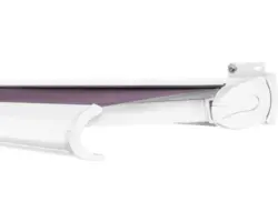 SOLUNA Kassettenmarkise Exclusiv 4,5x3 Stoff Dessin 7554 Gestell RAL 9016 verkehrsweiß Antrieb rechts inkl. Motor und Wandschalter