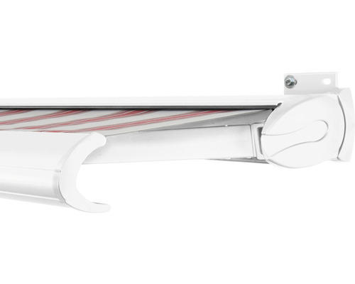 SOLUNA Kassettenmarkise Exclusiv 3,5x2,5 Stoff Dessin 8783 Gestell RAL 9016 verkehrsweiß Antrieb rechts inkl. Motor und Wandschalter