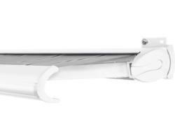 SOLUNA Kassettenmarkise Exclusiv 3,5x2 Stoff Dessin A131 Gestell RAL 9016 verkehrsweiß Antrieb rechts inkl. Motor und Wandschalter