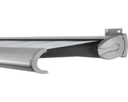 SOLUNA Kassettenmarkise Exclusiv 4x1,5 Stoff Dessin 7109 Gestell Silber E6EV1 eloxiert Antrieb rechts inkl. Motor und Wandschalter