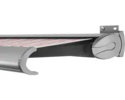 SOLUNA Kassettenmarkise Exclusiv 3x1,5 Stoff Dessin 7838 Gestell Silber E6EV1 eloxiert Antrieb rechts inkl. Motor und Wandschalter