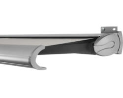 SOLUNA Kassettenmarkise Exclusiv 5,5x2,5 Stoff Dessin 320923 Gestell Silber E6EV1 eloxiert Antrieb rechts inkl. Motor und Wandschalter