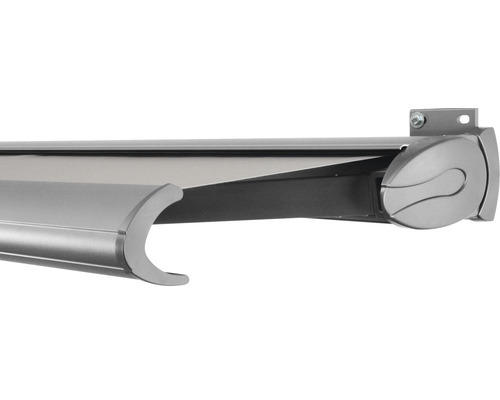 SOLUNA Kassettenmarkise Exclusiv 3,5x2,5 Stoff Dessin 320923 Gestell Silber E6EV1 eloxiert Antrieb rechts inkl. Motor und Wandschalter