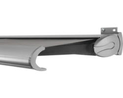 SOLUNA Kassettenmarkise Exclusiv 5,5x3 Stoff Dessin 320925 Gestell Silber E6EV1 eloxiert Antrieb rechts inkl. Motor und Wandschalter