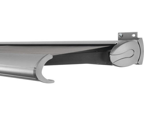 SOLUNA Kassettenmarkise Exclusiv 3x2,5 Stoff Dessin 320925 Gestell Silber E6EV1 eloxiert Antrieb rechts inkl. Motor und Wandschalter