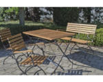 Hornbach Gartenmöbelset Acamp Lindau 6 -Sitzer bestehend aus: 2 Stühle, Bank, Tisch 120 x 80 x 75 cm Eisen Holz braun anthrazit klappbar
