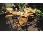 Hornbach Gartenmöbelset Acamp 6 -Sitzer bestehend aus: 2 Stühle, Bank, Tisch 120 x 80 x 75 cm Eisen Holz braun anthrazit Klappsessel