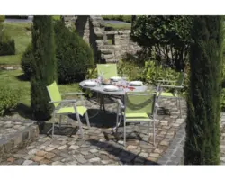 Gartenmöbelset Acamp Aluminium 5teilig, bestehend aus 1 Tisch Boulevard + 4 Gartensessel Acatop, stapelbar, Anthrazit