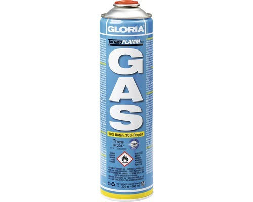 GLORIA Thermoflamm bio Gas-Kartusche - Druckgasdose 600 ml, Gasflasche mit Butan-Propan-Mischung