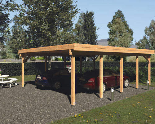 Doppelcarport Palmako Karl 40,6 m² 600 x 762 cm tauchgrundiert braun