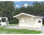 Hornbach Gartenhaus Palmako Sally 12,3 m² inkl. Fußboden und Vordach 360 x 360 cm natur