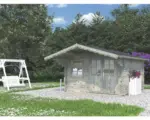 Hornbach Gartenhaus Palmako Sally 12,3 m² inkl. Fußboden und Vordach 360 x 360 cm tauchgrundiert grau