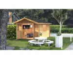 Hornbach Gartenhaus Palmako Sally 10,2 m² inkl. Fußboden und Vordach 300 x 360 cm tauchgrundiert braun